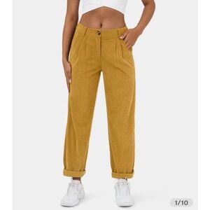 Halara Mid Rise Button Zipper Side Pocket Corduroy Casual Pants